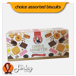 Bakers Choice Assorted Biscuits 200g box – variety of biscuit types shown on packaging