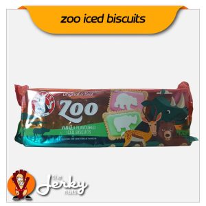 Image of Bakers Zoo Biscuits 150g pack with colourful iced animal-shaped biscuits