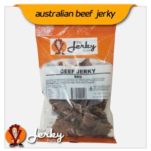 BBQ flavoured beef jerky 100g front pack – The Jerky Nuts